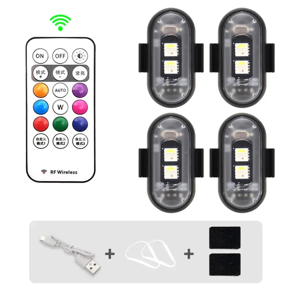 Wireless Remote Control LED Strobe Light for Car Auto Motorcycle Bike Drone Scooter Anti-collision Warning Lamp Flash Indicator