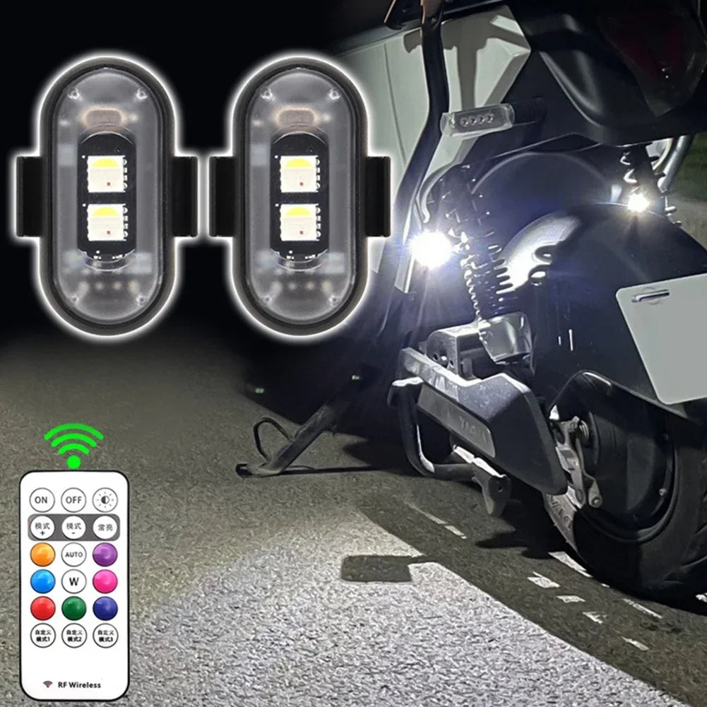 Wireless Remote Control LED Strobe Light for Car Auto Motorcycle Bike Drone Scooter Anti-collision Warning Lamp Flash Indicator