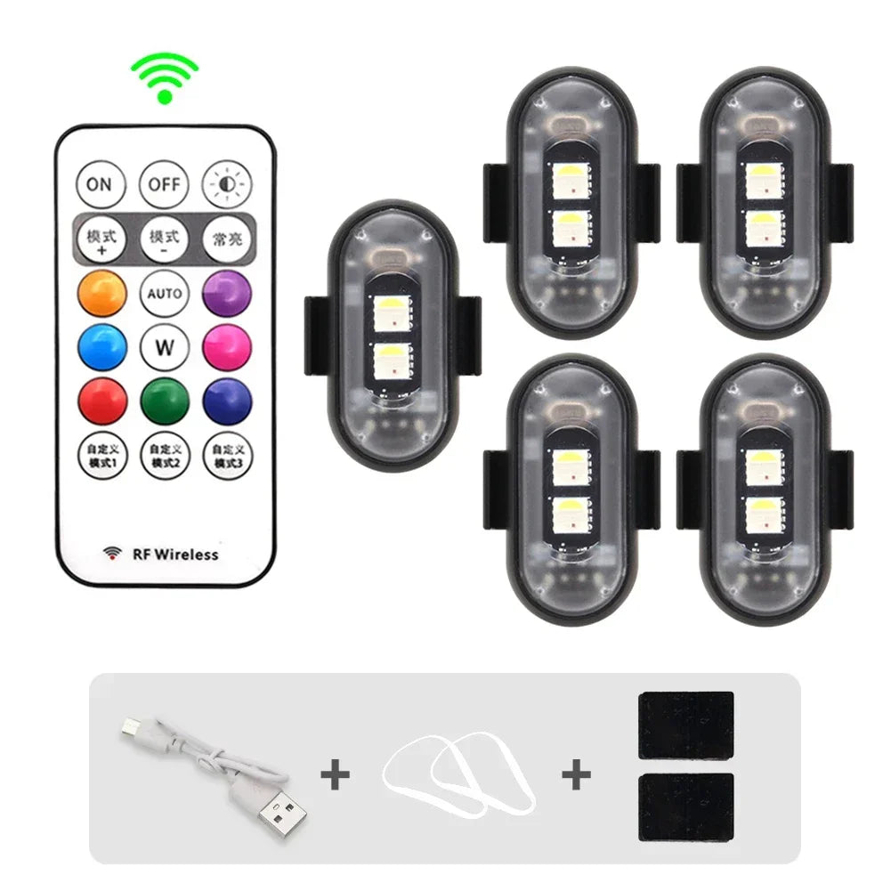 Wireless Remote Control LED Strobe Light for Car Auto Motorcycle Bike Drone Scooter Anti-collision Warning Lamp Flash Indicator