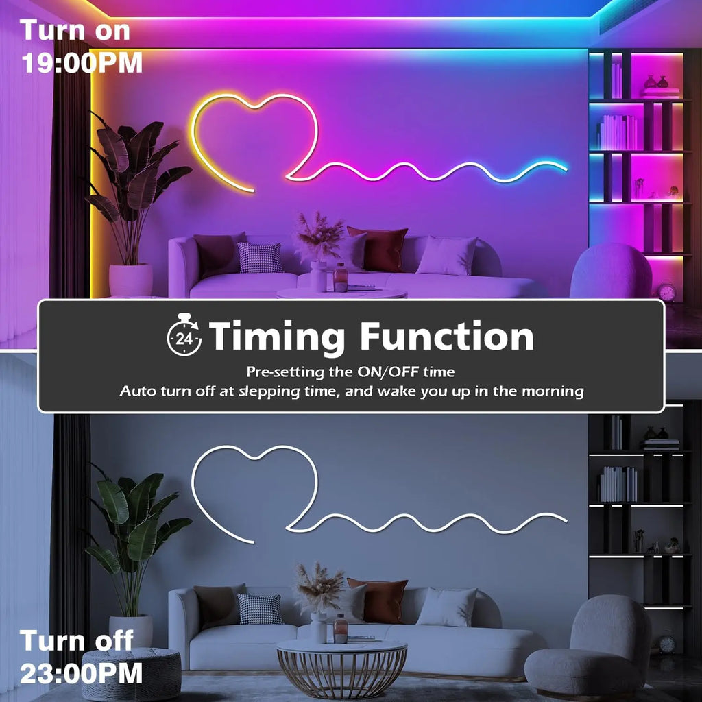 Neon Rope Lights,Flexible Led Rope Lights Control with App/Remote,Multiple Modes Rope Lights,IP65 Outdoor RGB Led Neon Lights Wa