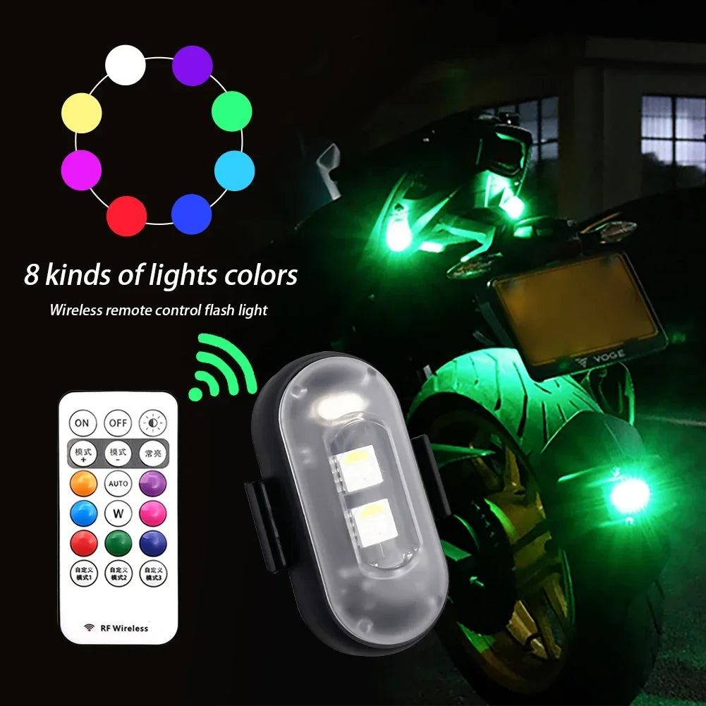Wireless Remote Control LED Strobe Light for Car Auto Motorcycle Bike Drone Scooter Anti-collision Warning Lamp Flash Indicator